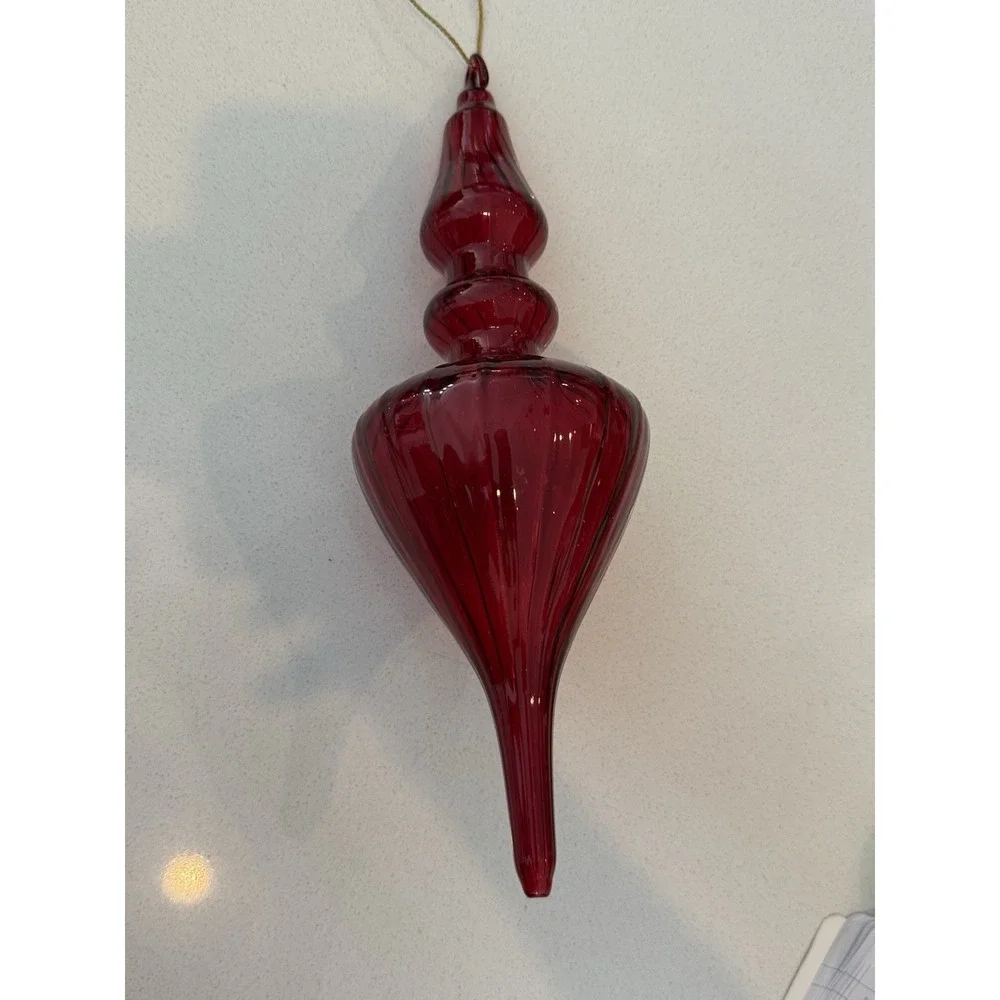 Melrose Large Red Glass Handblown Finial Drop Christmas‎ Ornament 3 Tier